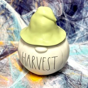 A pumpkin decoration green and white.